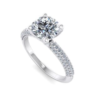 pave engagement ring - sm0380 with 1 metal and r shape diamond