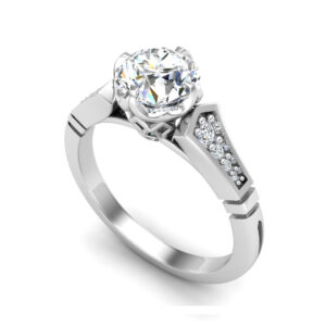 side stone engagement ring - sm0030 with 1 metal and r shape diamond