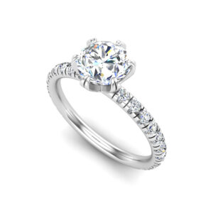 side stone engagement ring - sm0031 with 1 metal and r shape diamond