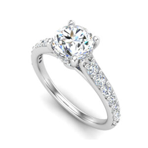 side stone engagement ring - sm0035 with 1 metal and r shape diamond