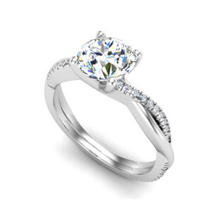 side stone engagement ring - sm0036 with 1 metal and r shape diamond