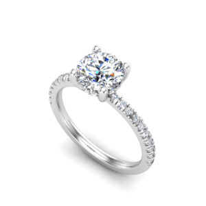 pave engagement ring - hl0358 with 1 metal and r shape diamond